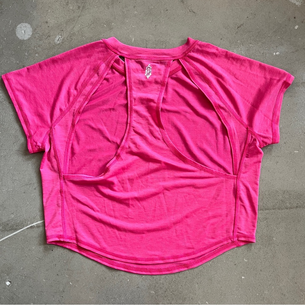 Free People Movement Cutout Tee Bright Pink